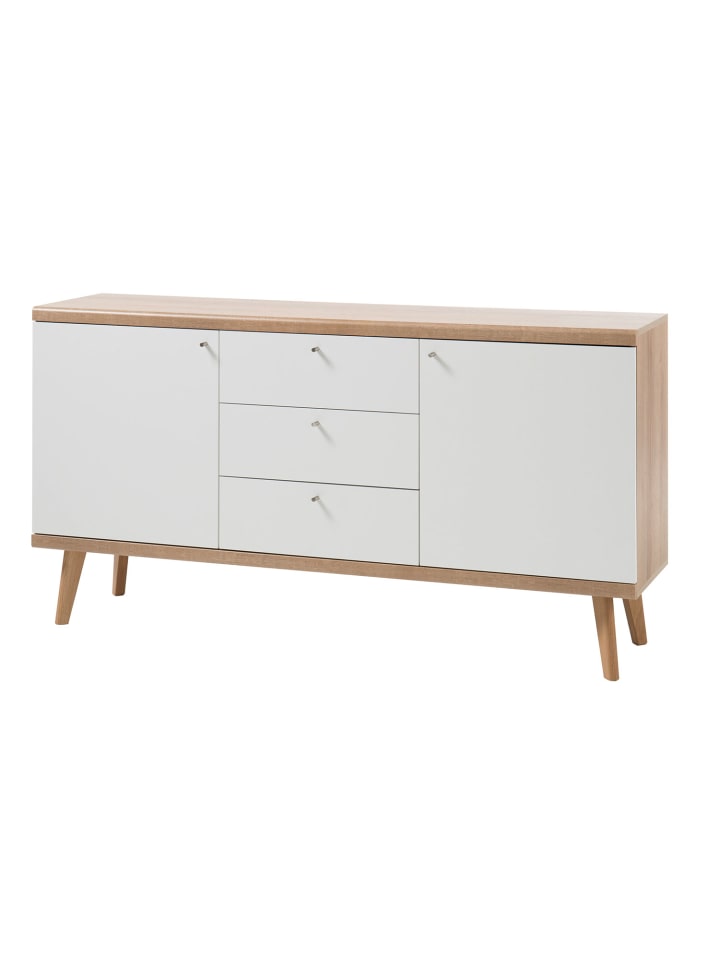 Sideboard Merle Eiche Riviera / weiß 160 / 40 / 83cm