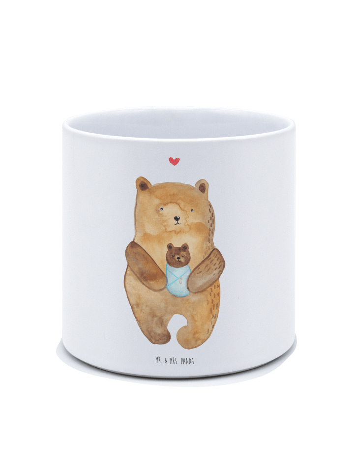 Blumentopf Groß Bär Baby ohne Spruch in Weiß