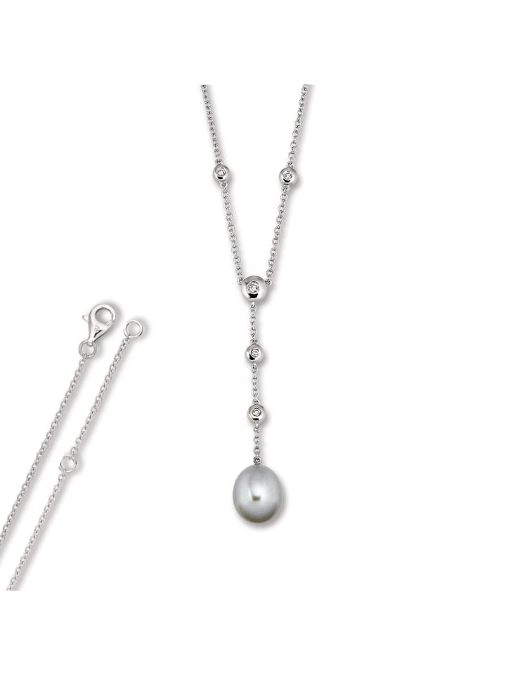 Zirkonia Anker Halsketten aus 925 Silber 45 cm Ø in silber
