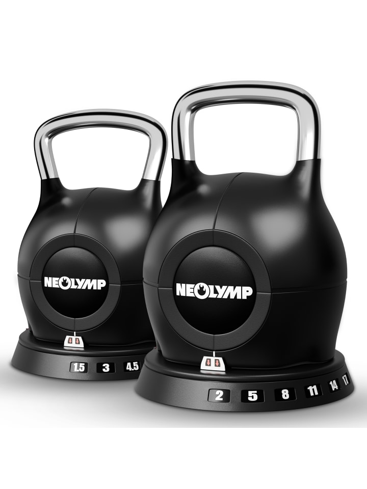 Kettlebell "KBV210" 2er-Set in Schwarz, 10-20 kg