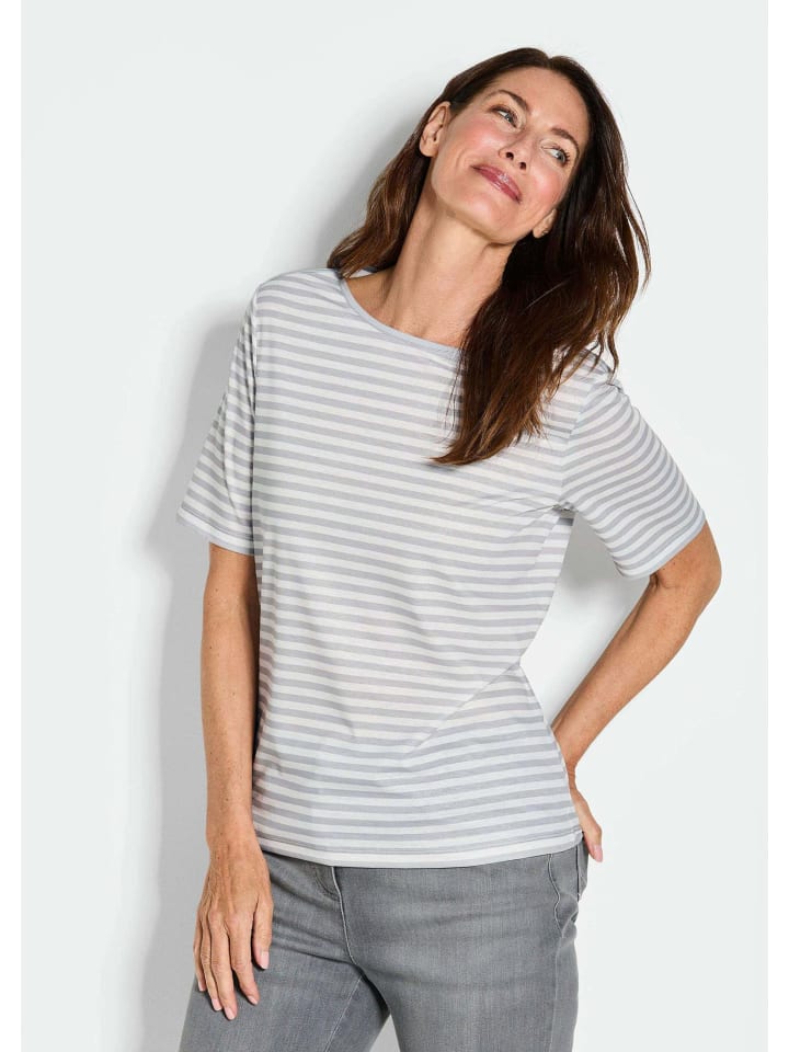 Stilvolles Streifenshirt für Damen in grau / weiß / geringelt