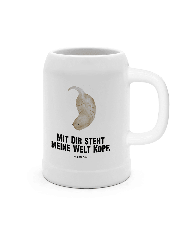 Bierseidel Otter Kopfüber mit Spruch in Weiß