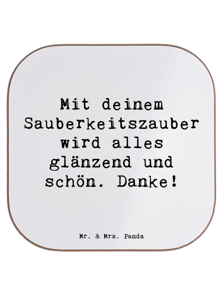 Glas-Untersetzer Spruch Reinigungskraft Zauber ... in Weiß