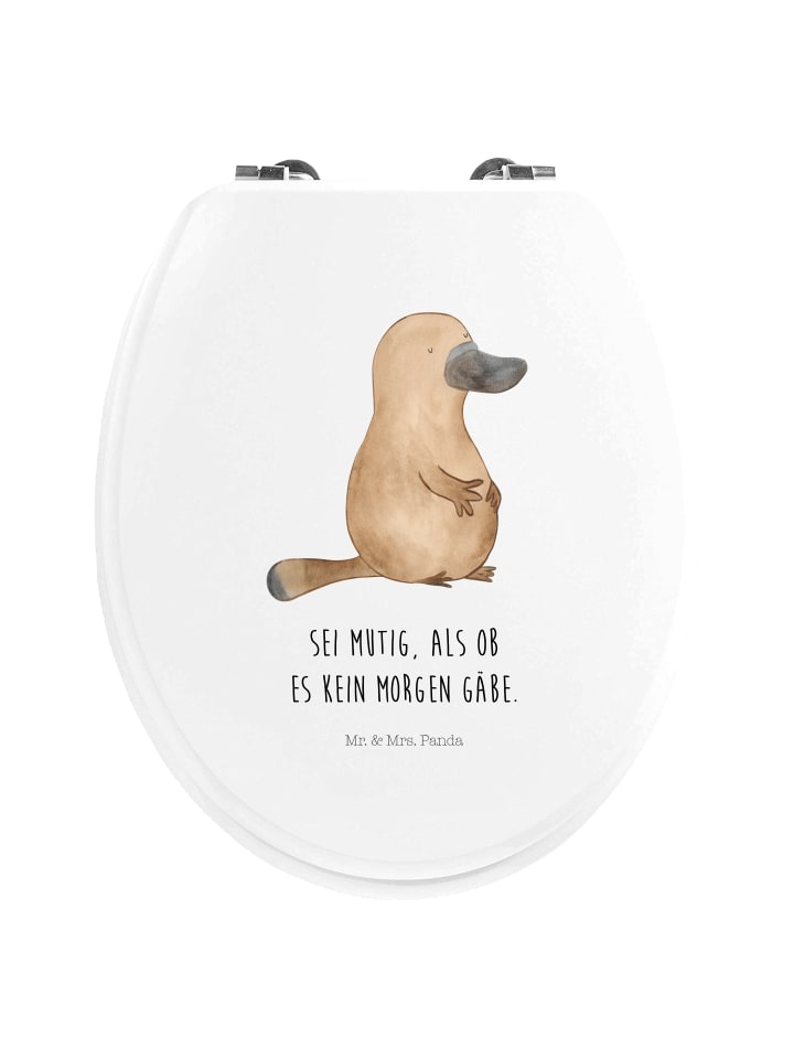 WC Brille Schnabeltier Mut mit Spruch in Weiß