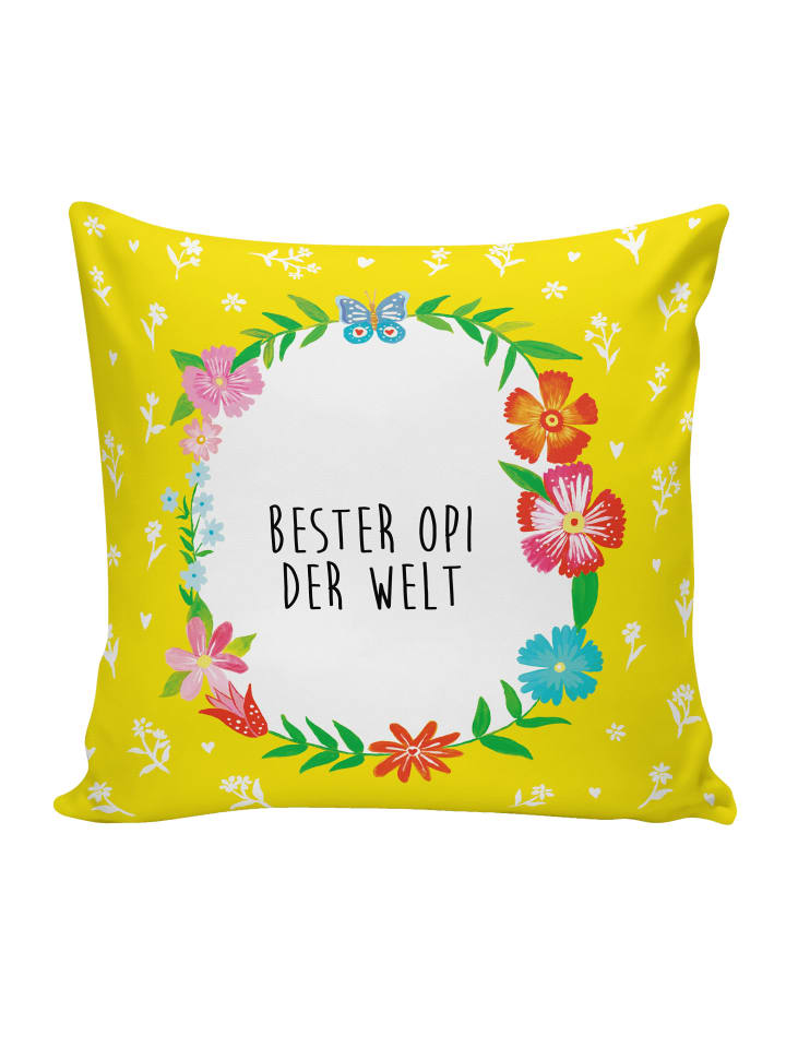 Sofakissen Opi mit Spruch in Weiß