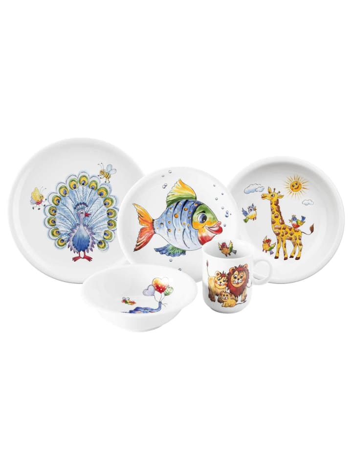 5-tlg. Kindergeschirr Set Compact Bunte Tierwelt in Bunt