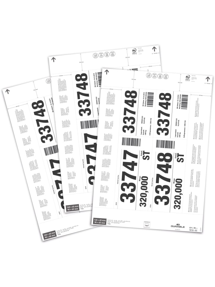 Einsteckschild für Logistiktasche 140/90x65mm weiß Beutel Packung mit ...