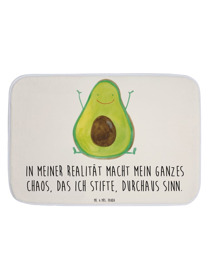 Badematte Avocado Glücklich mit Spruch in Weiß