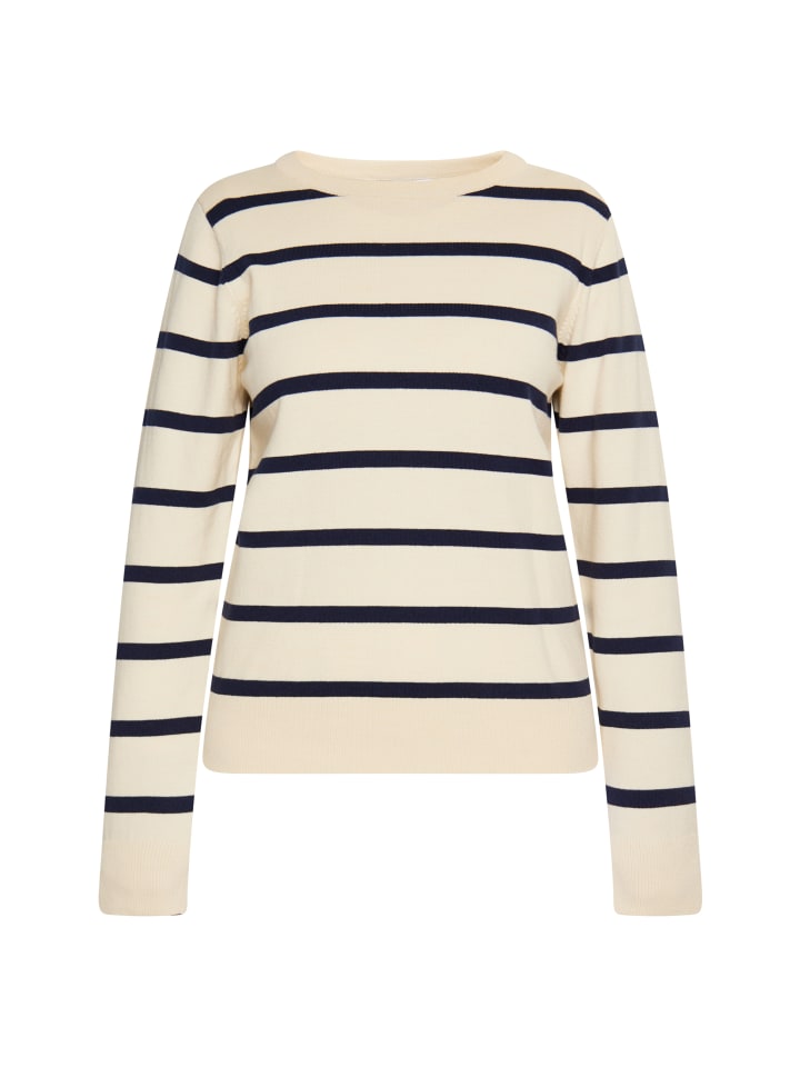 Damen Strick Pullover in Creme Marine