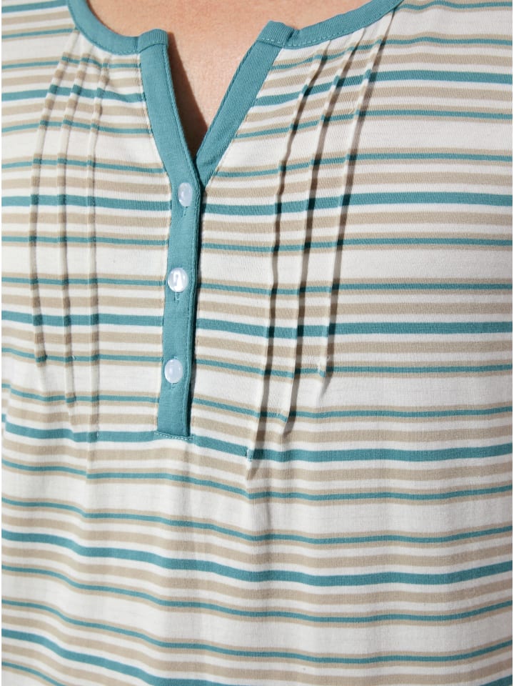 Ringelshirt in ecru-ozean-geringelt
