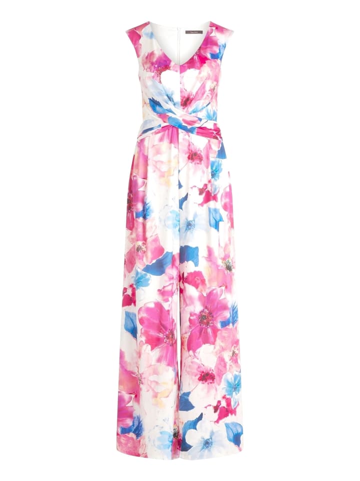 Jumpsuit mit Raffung in Cream/Pink
