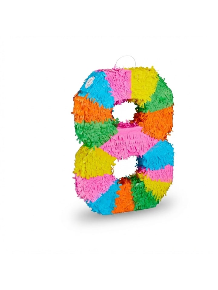 3-tlg. Pinata Set "Zahl 8" in Bunt