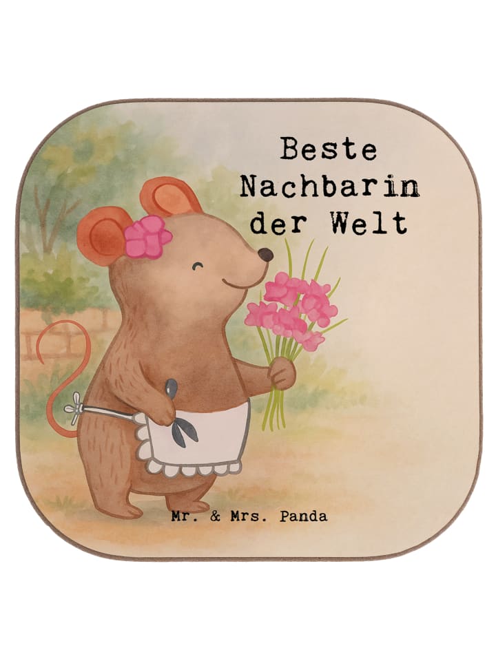 Bierdeckel Maus Beste Nachbarin der Welt Design... in Weiß
