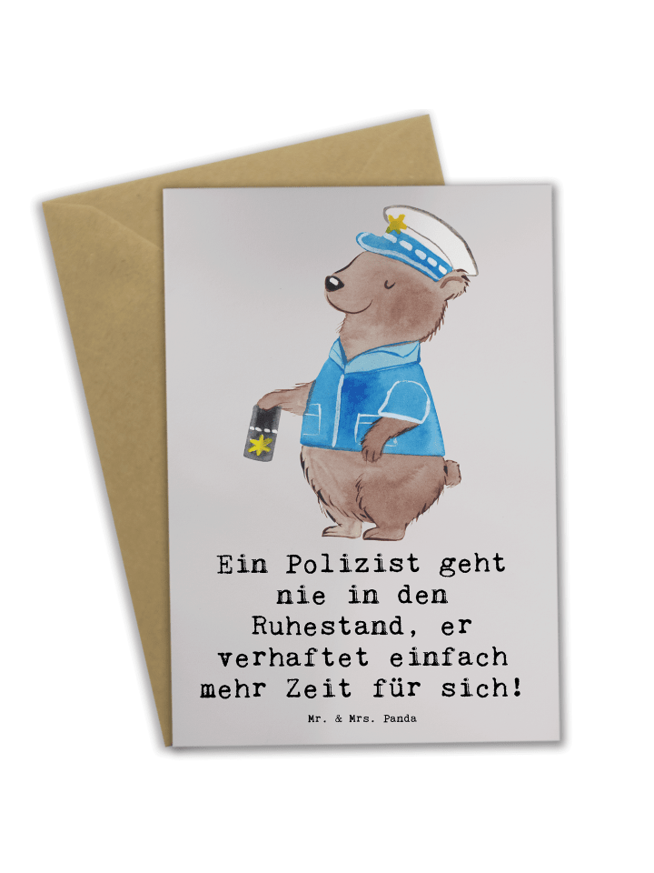 Grußkarte Polizist Ruhestand mit Spruch in Grau Pastell