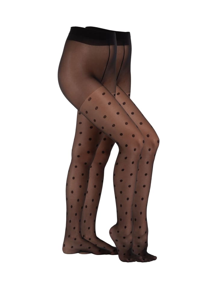 Strumpfhose big dots 2er Pack black
