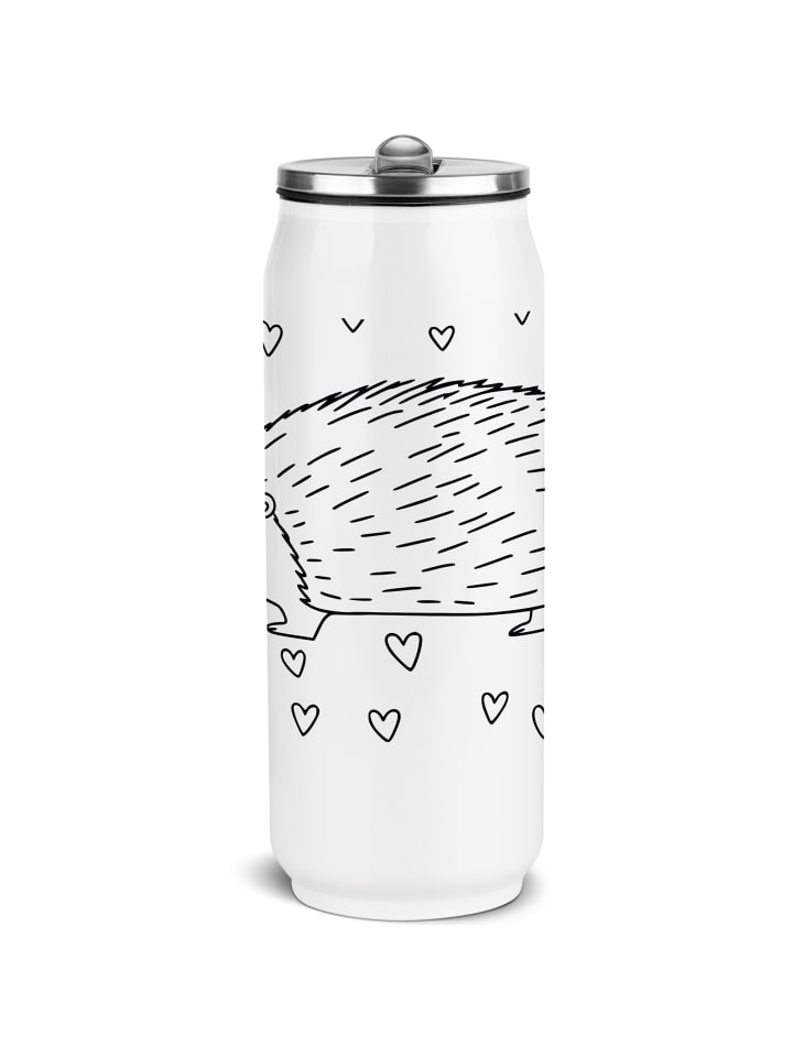 Wasserflasche Igel Herzen ohne Spruch in Weiß