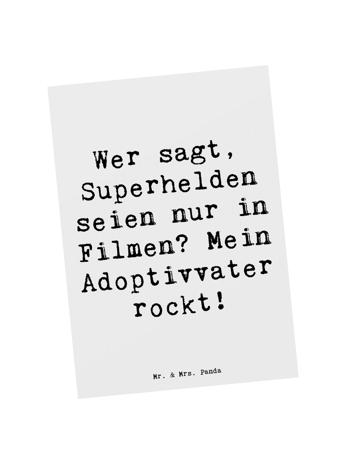 Postkarte Adoptivvater Superheld mit Spruch in Weiß