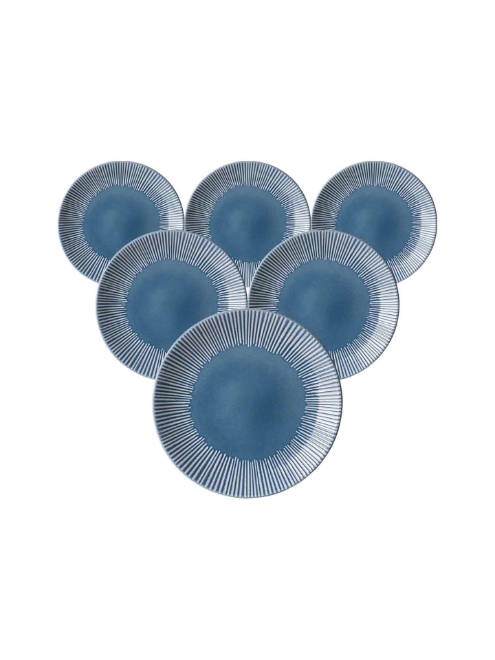 6er Set Dessertteller Banda in Blau ø 21 cm