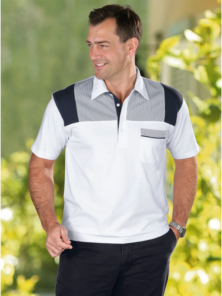 Poloshirt in weiß-marine