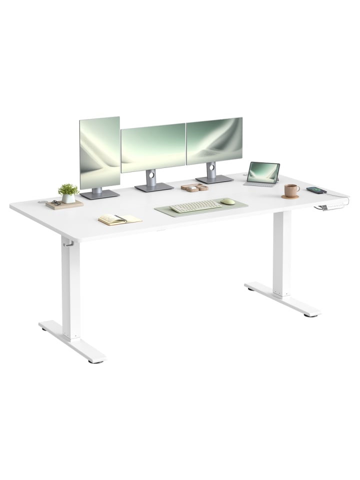 Schreibtisch Balok in Weiß - (B)80 x (H)(72-120) x (T)160 cm