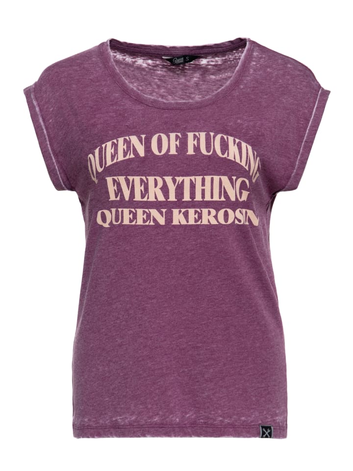 Queen Kerosin T-Shirt Queen Of Fucking Everything in pflaume