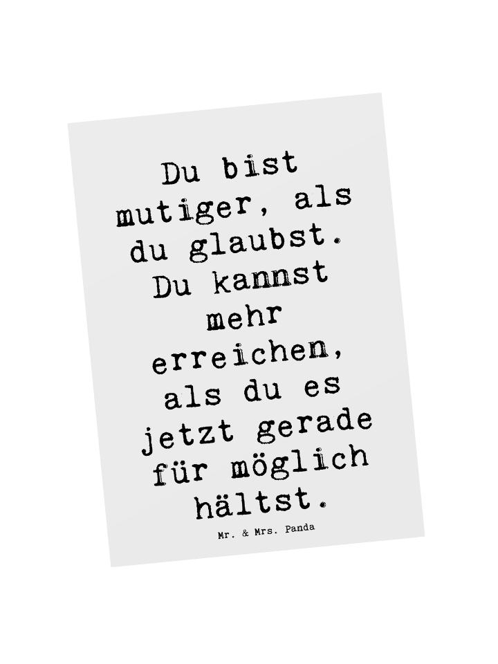Postkarte Spruch Mut und Tapferkeit mit Spruch in Weiß