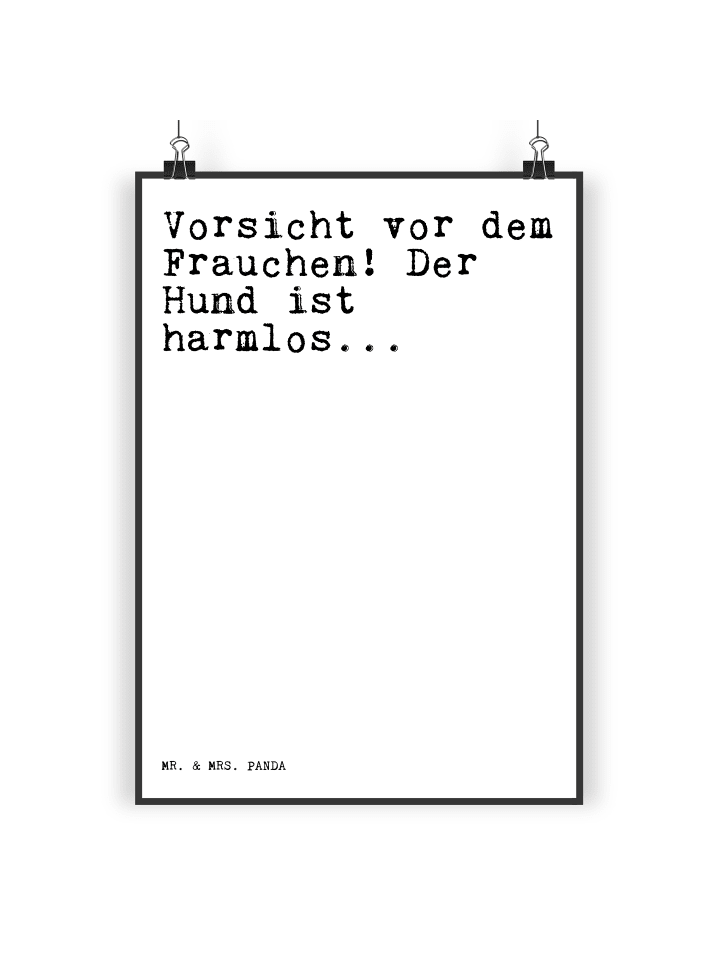 Plakat Vorsicht vor dem Frauchen!... mit Spruch in Weiß