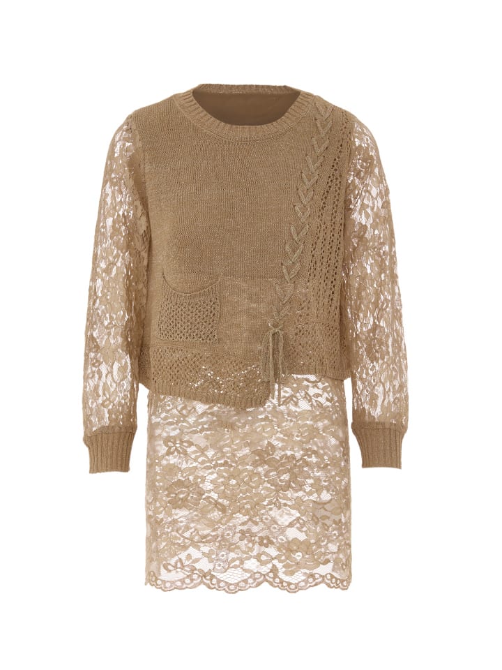 Damen Strickpullover in Taupe