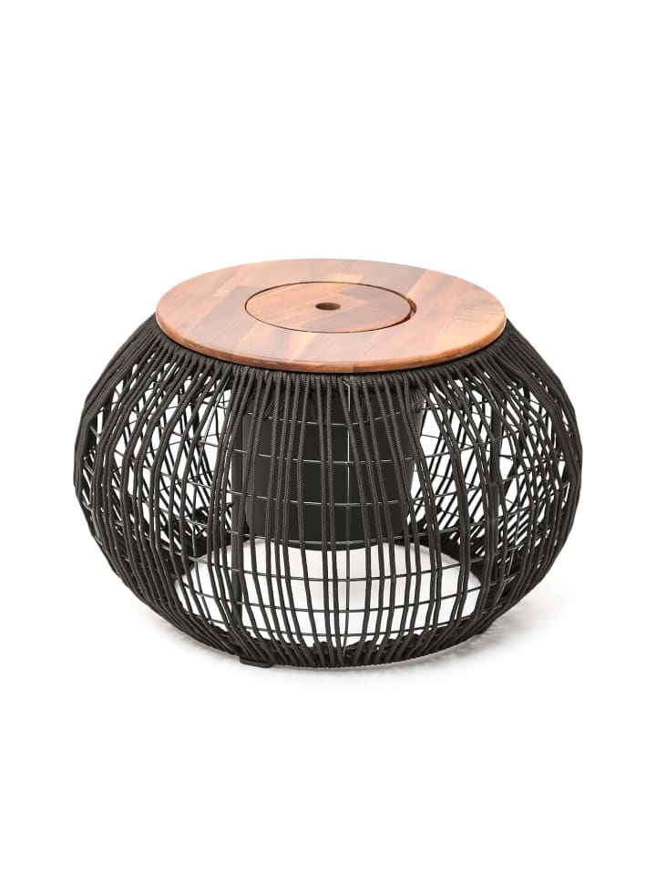 Beistelltisch Gartentisch mit Behälter D: 58cm in schwarz