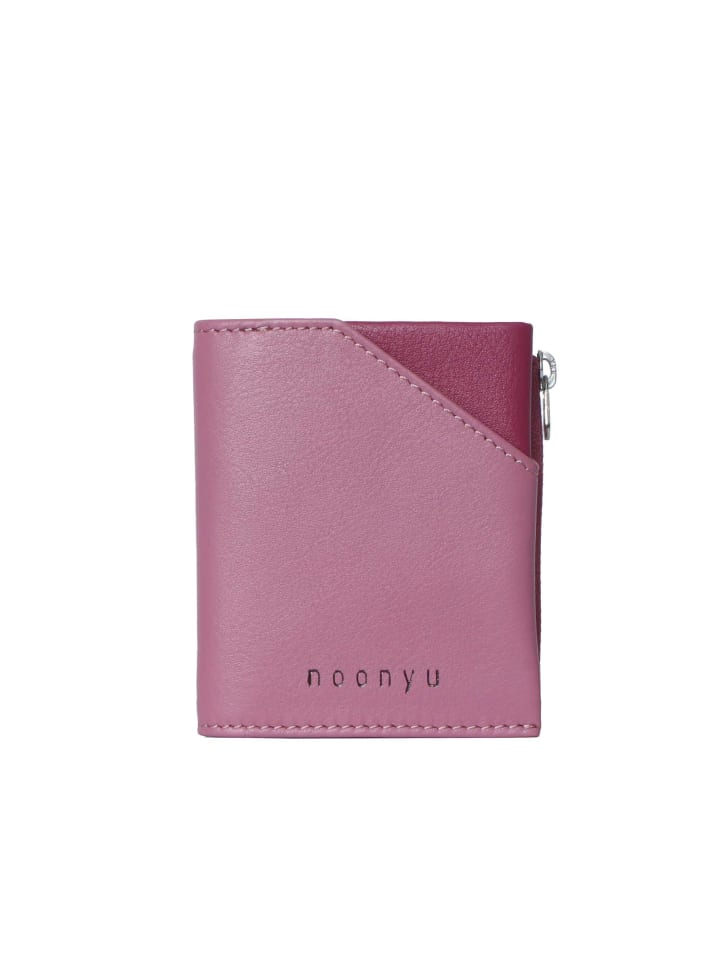 Echtleder Mini-Geldbörse noonyu slim boy in mauve - cranberry