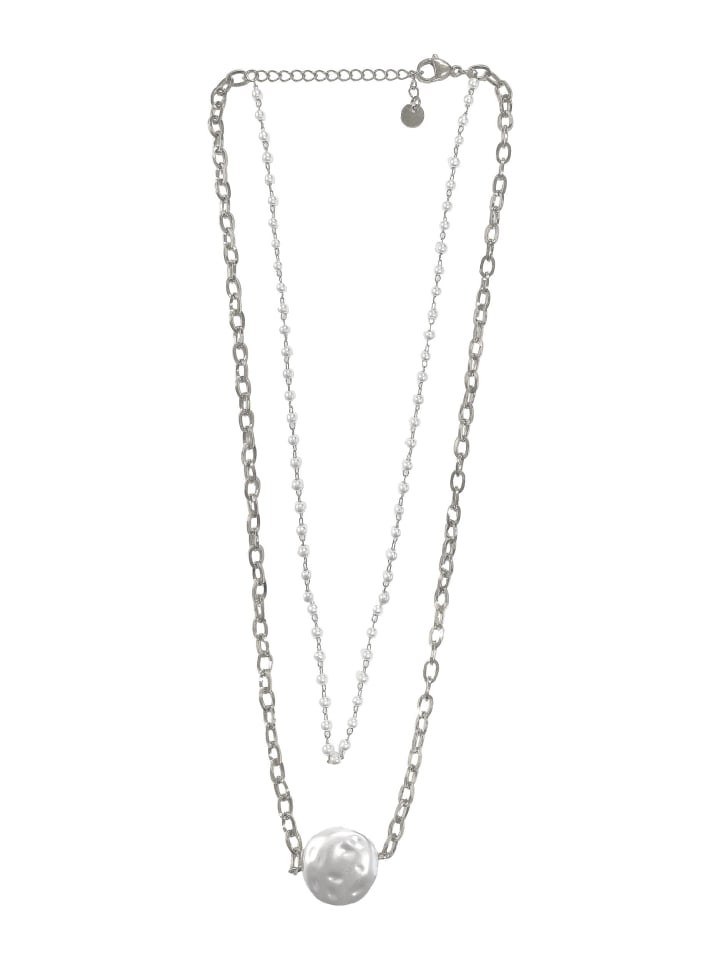 Layering Halskette mit Perlmutt Stein Anhänger Modeschmuck in Silber