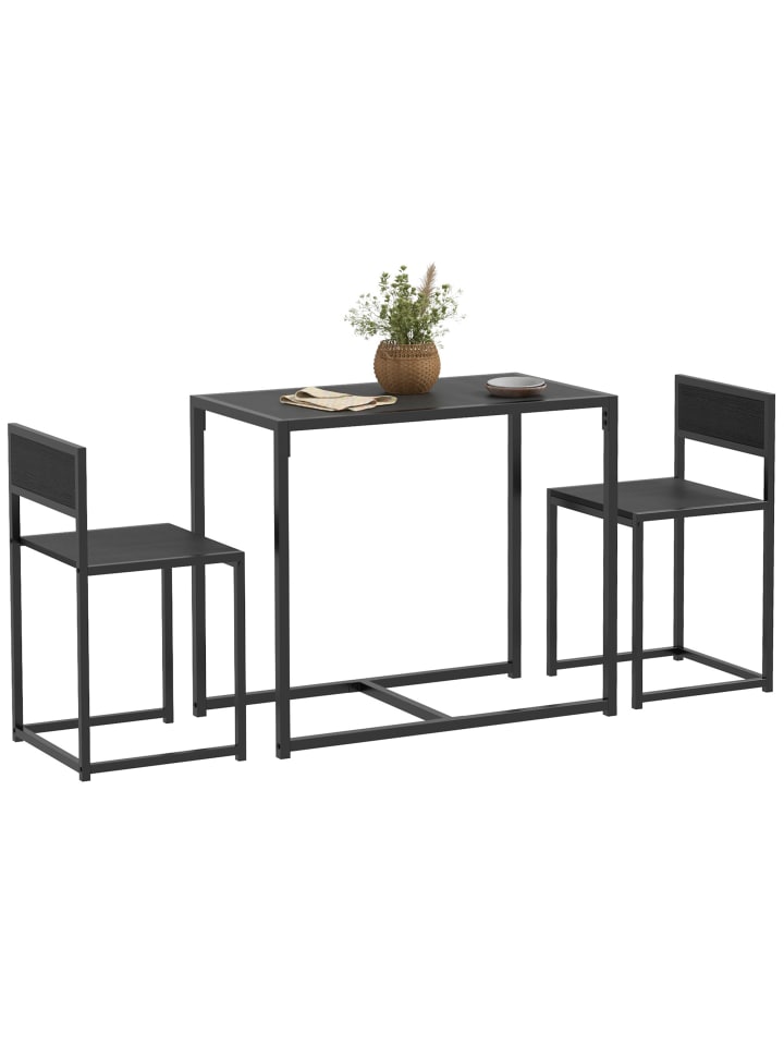 Essgruppe in Schwarz 90L x 47B x 76H cm