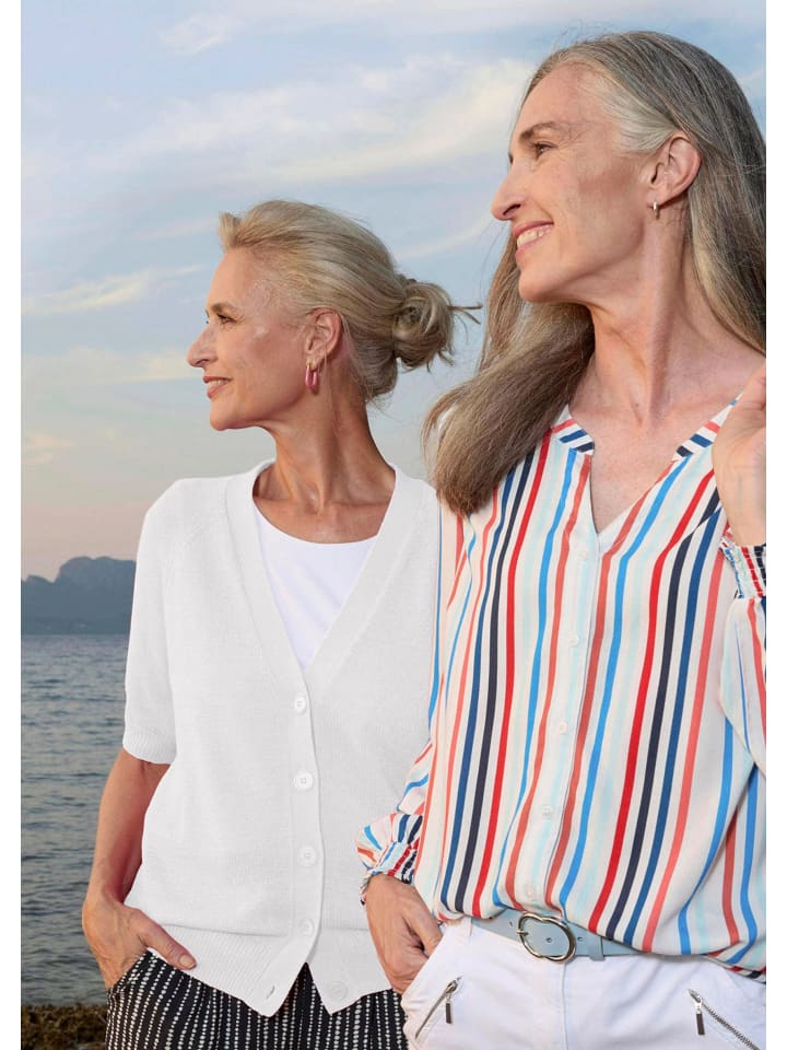 Damen Cardigan in Pink, Halbarm in weiß