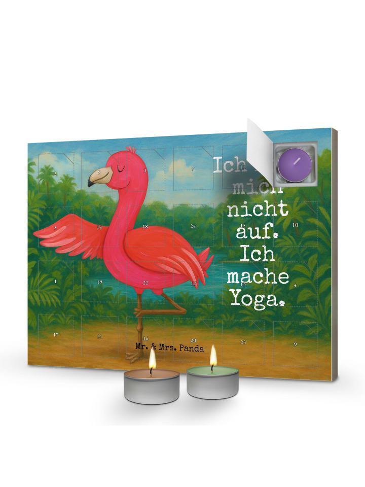 Adventskalender Flamingo Yoga Design mit Spruch in Weiß