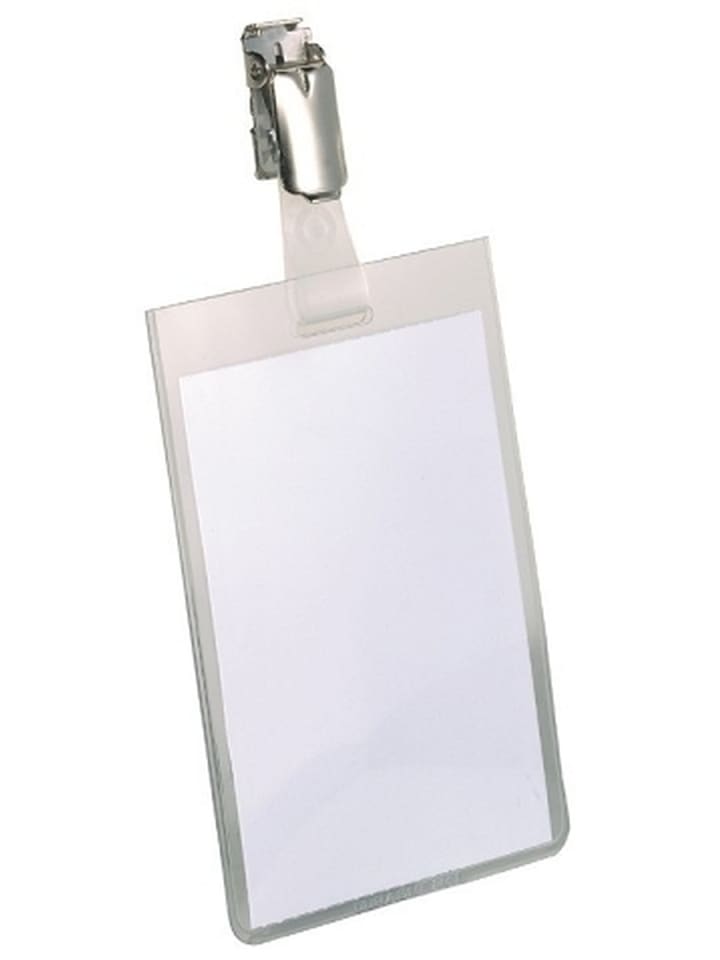 Namensschild mit Clip 90x60mm transparent Packung mit 25 Stück