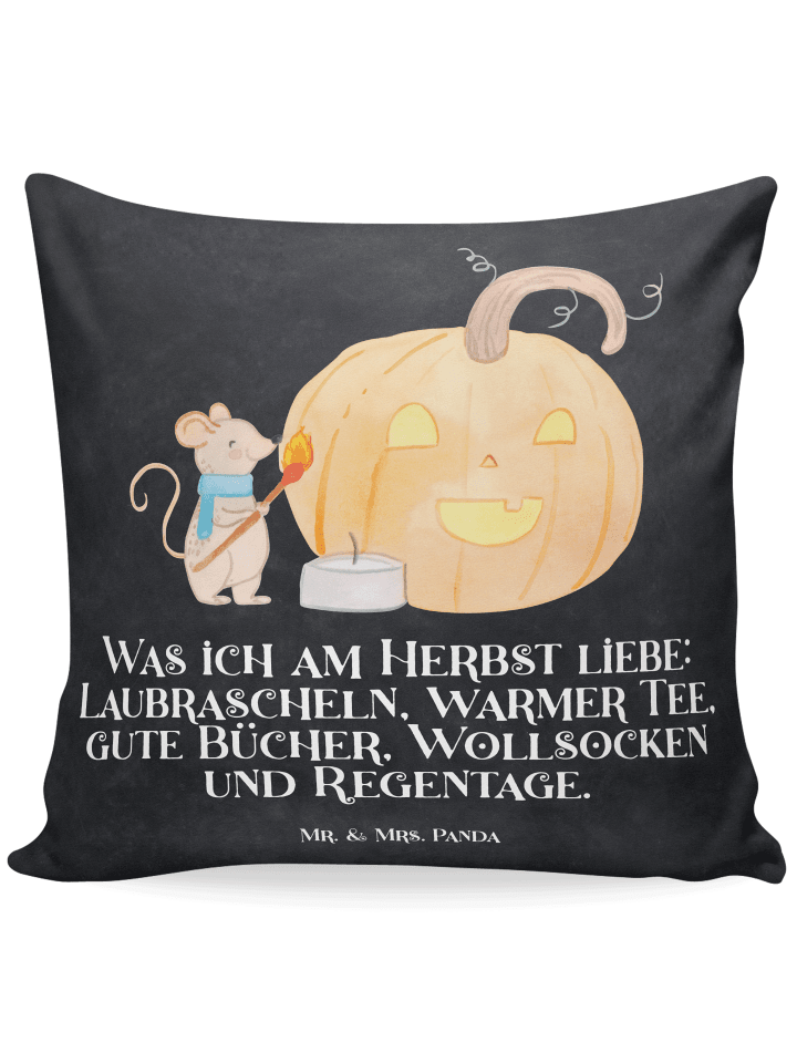 Kopfkissen Kürbis Maus mit Spruch in Kreidetafel