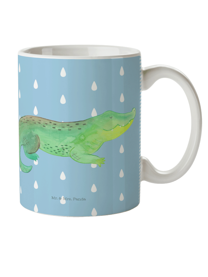 Kaffeetasse Krokodil ohne Spruch in Blau Pastell