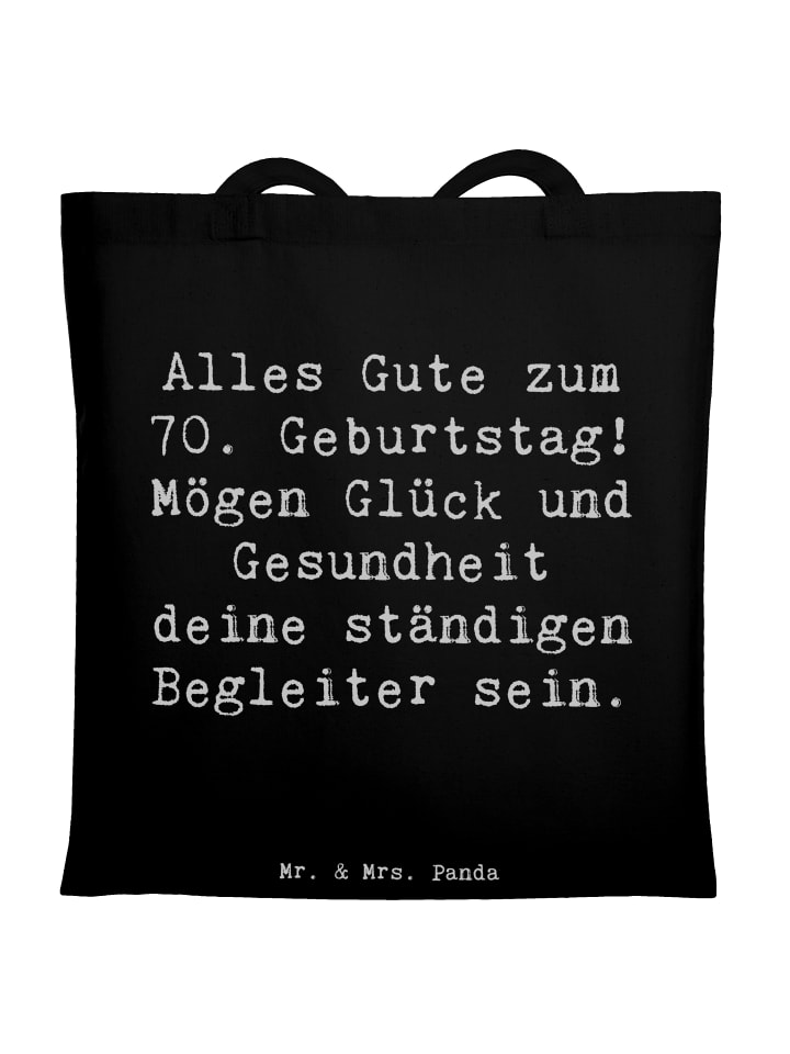 Jutebeutel Spruch 70. Geburtstag Glück und Gesu... in Schwarz