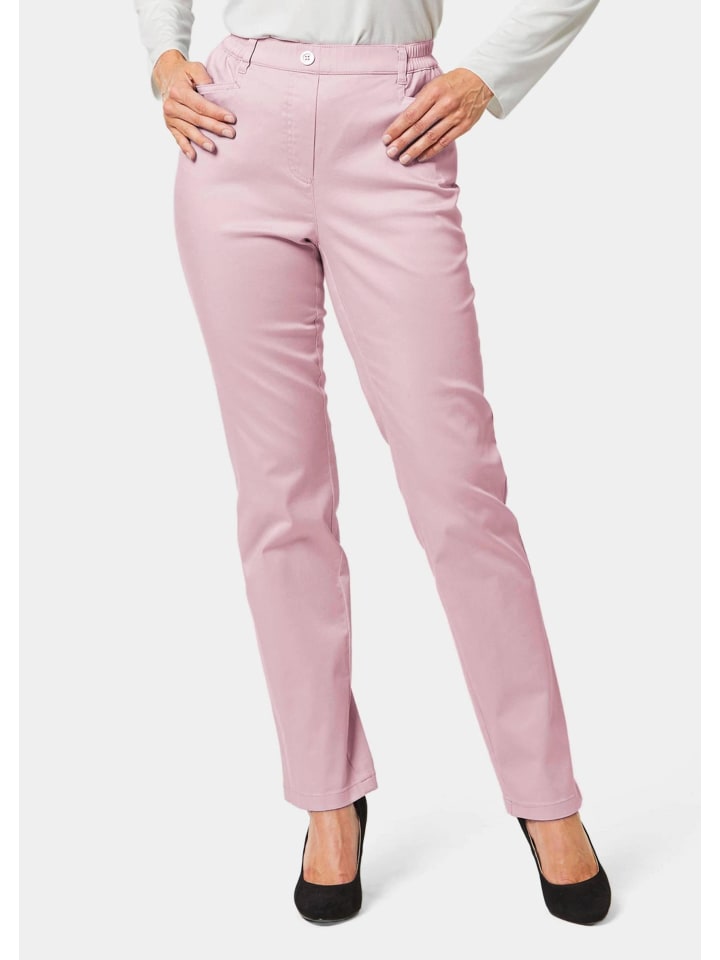 Satin-Baumwollhose mit Stretch in geranie