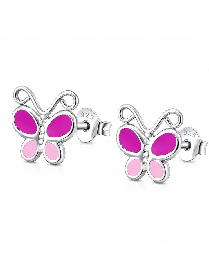 Ohrringe 925 Silber Schmetterling in Pink