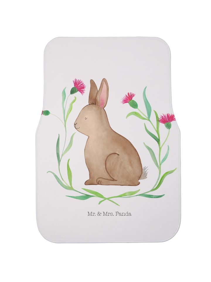 Automatte Hase Sitzen ohne Spruch in Weiß