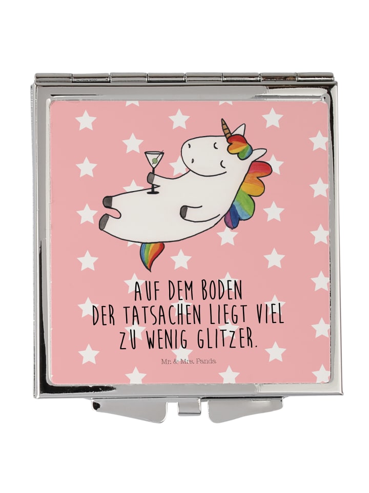 Schminkspiegel Einhorn Blümchentail mit Spruch in Rot Pastell