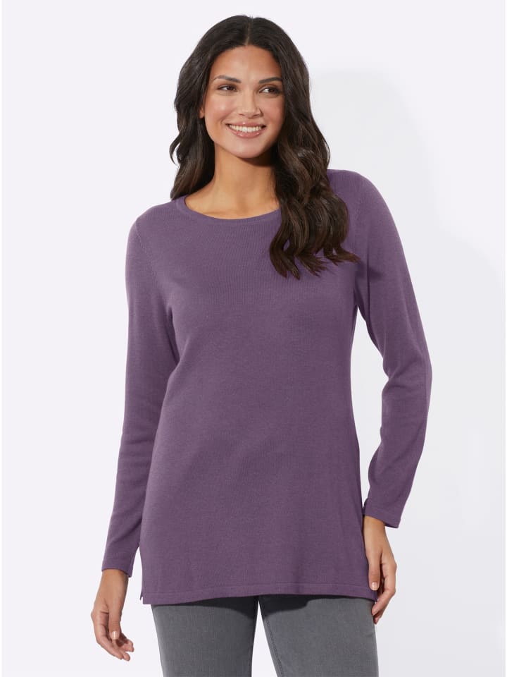 Longpullover in feige-meliert