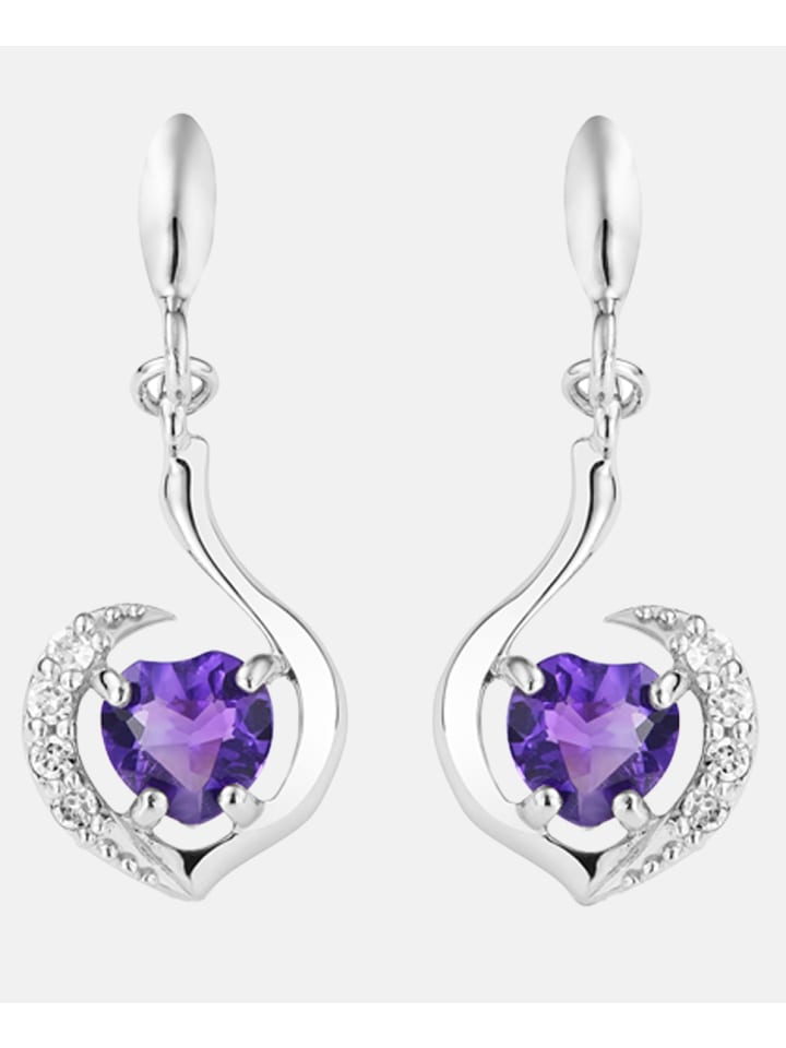 Ohrringe aus 375 Weißgold mit 0.28 Karat Diamant mit Amethyst