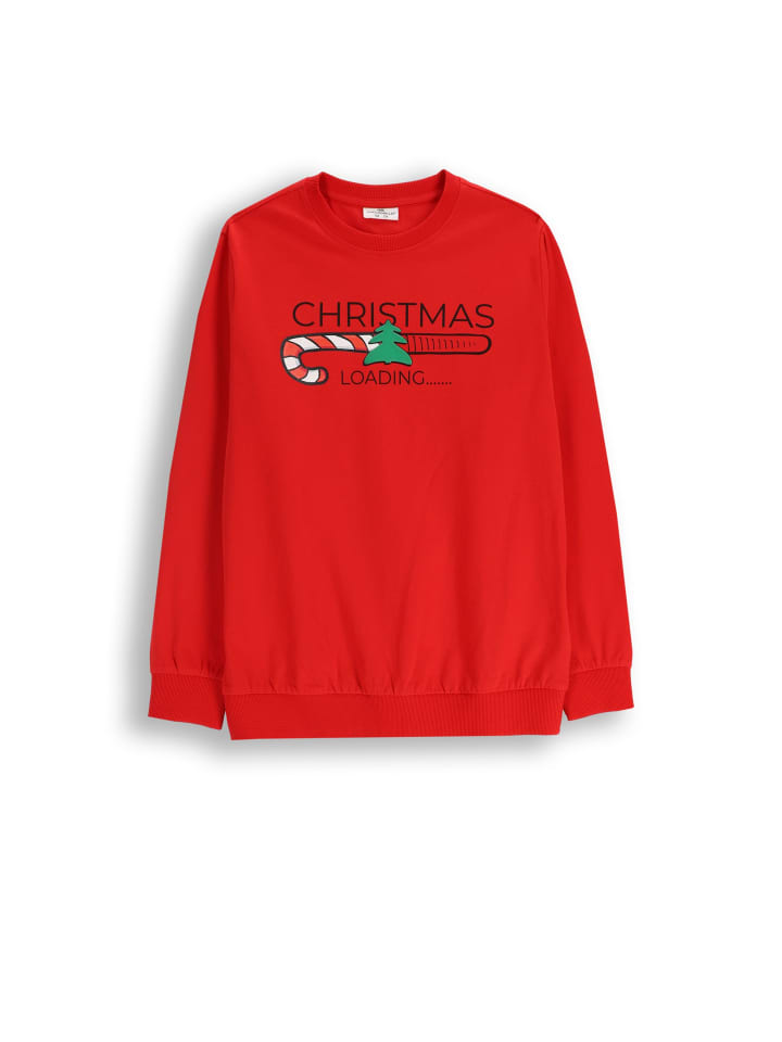 Baumwoll-langarmshirt Weihnachten in rot