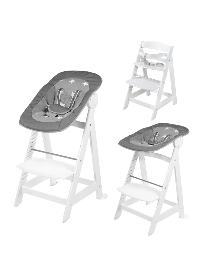Treppenhochstuhl 'Born Up' Set 2in1 - 'Little Stars' - mit Liegefunktion - Weiß