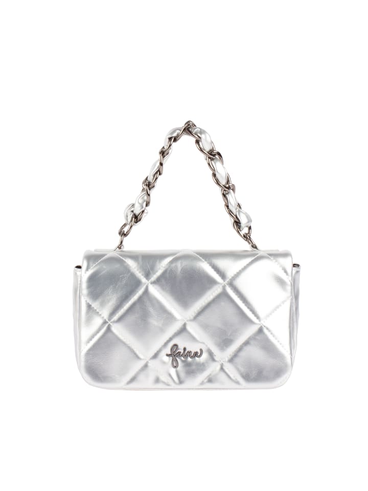 Damen Schultertasche Im Metallic-Look in Silber
