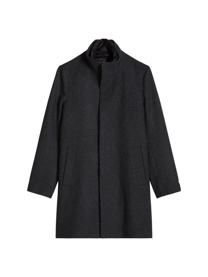 Stehkragen-Wollmantel regular in Dark Grey Melange