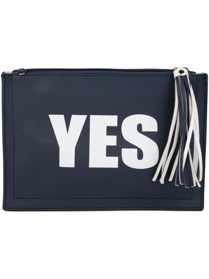Clutch Handtasche in Weiß / Dunkelblau