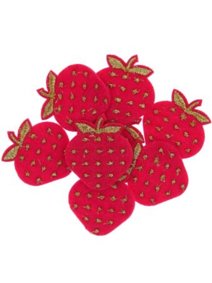Nonbook - Filzstreu Erdbeeren, rot-gold bestickt, 8 Stk
